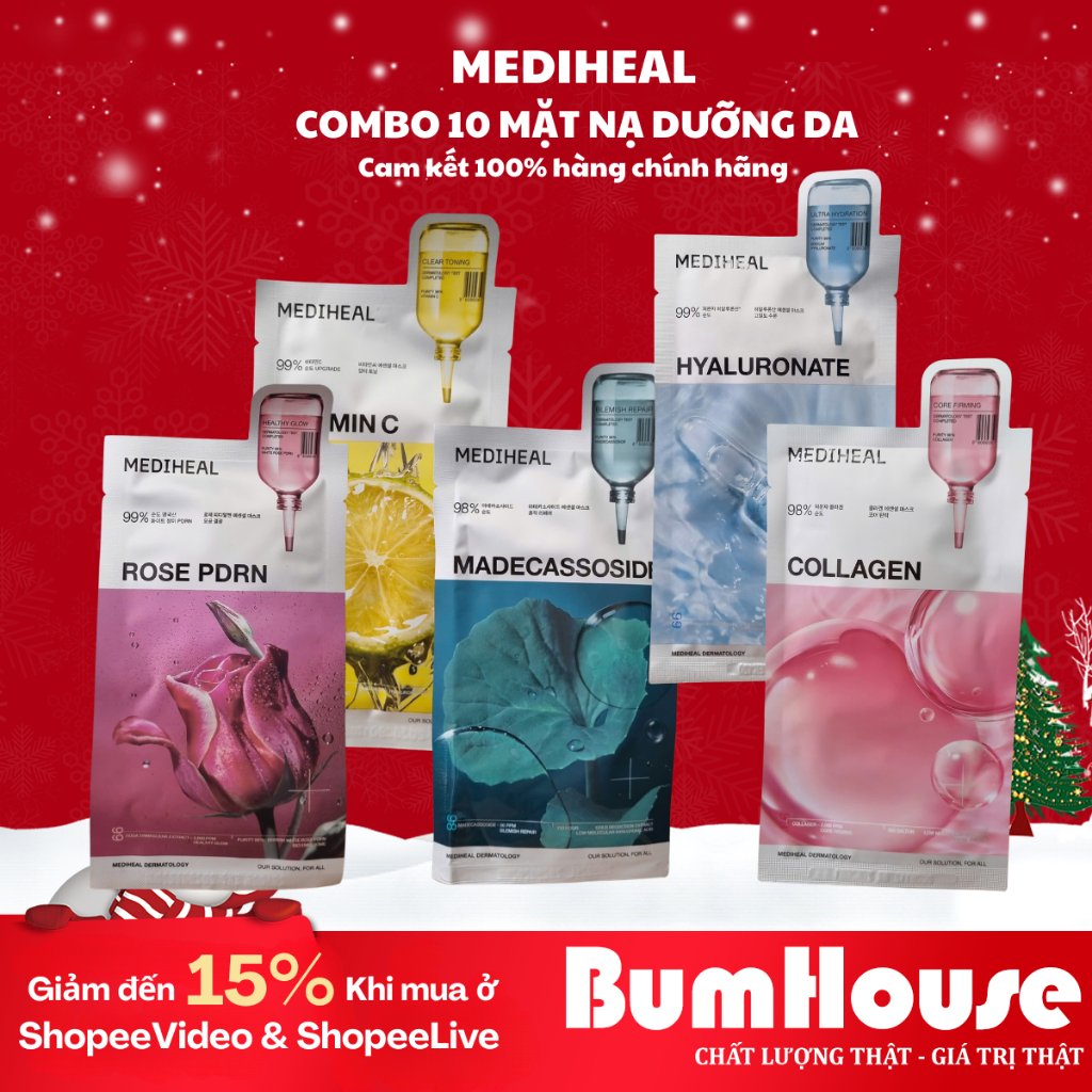 (Mẫu mới) Combo 10 Mặt Nạ Mediheal Essential Collection Mask 24ml (nobox)