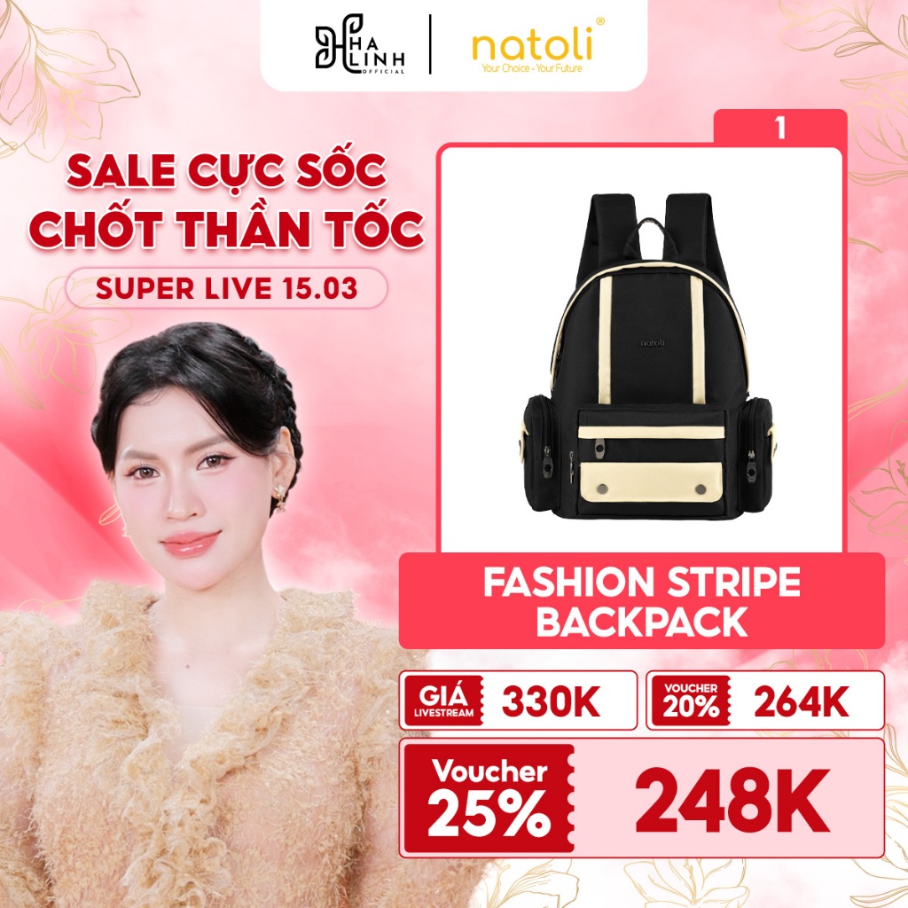 [Võ Hà Linh x NATOLI] Balo đi học nam nữ nhiều ngăn NATOLI nhiều ngăn bí mật cao cấp BST Fashion Str