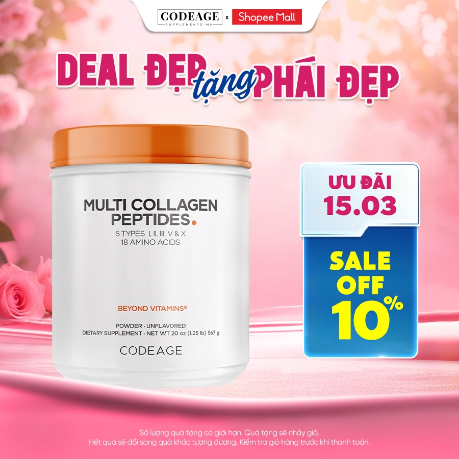Bột collagen CodeAge Multi Collagen Peptides 567g - collagen thủy phân hỗ trợ trẻ hóa da Codeage chính hãng