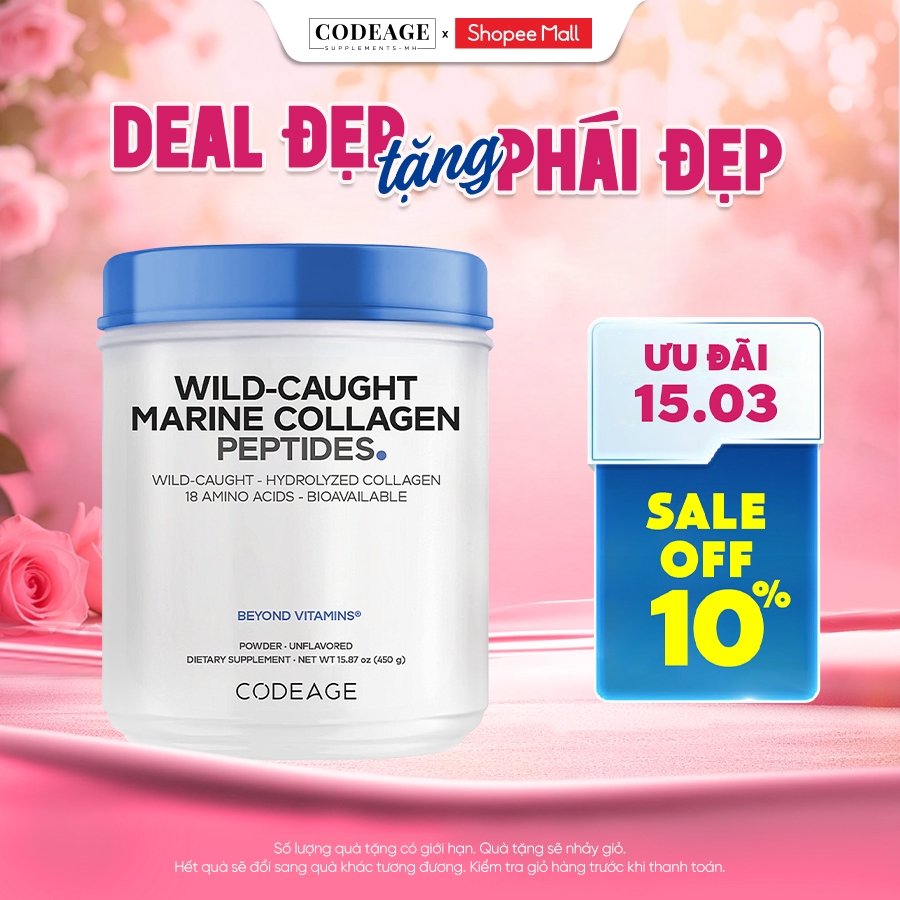 Bột collagen hỗ trợ trẻ hóa da CodeAge Marine Collagen Peptides 450g - Codeage Authorized MH