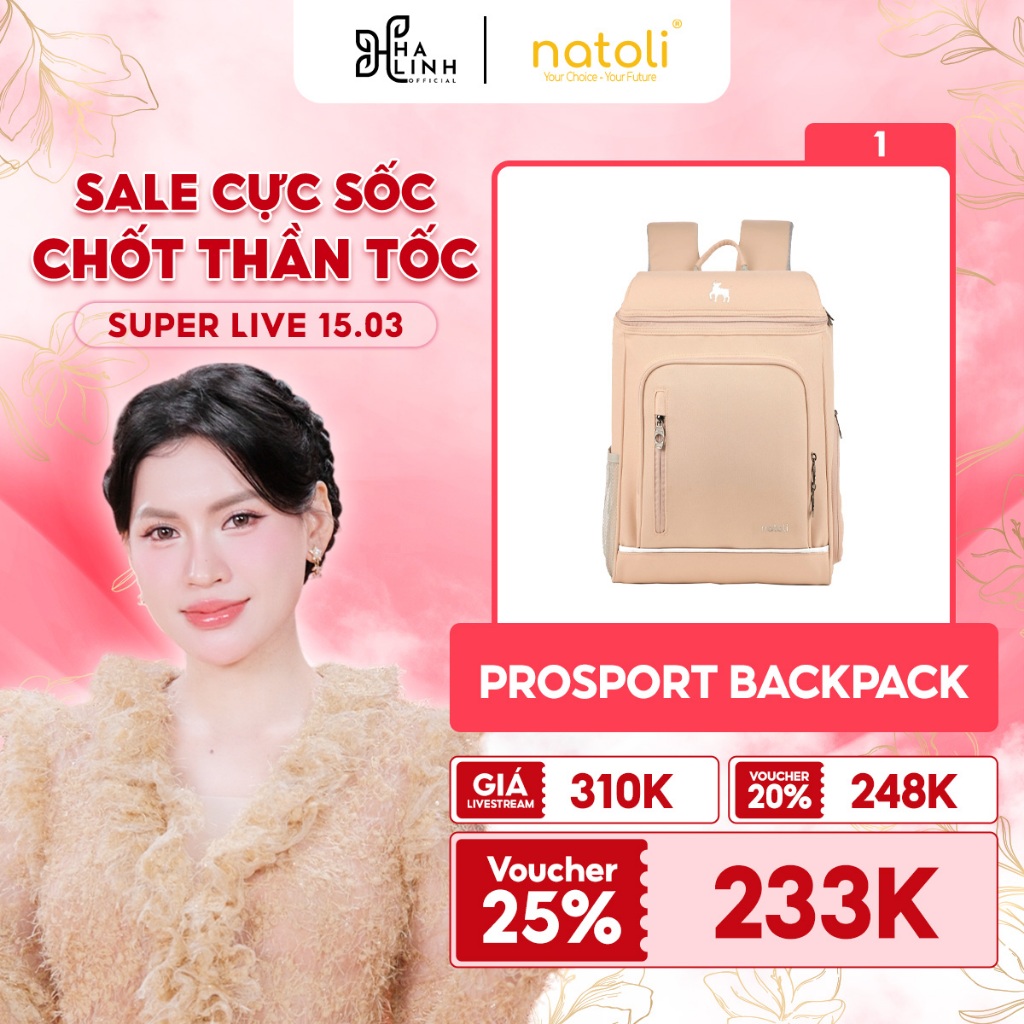 [Võ Hà Linh x NATOLI] Balo cầu lông thể thao NATOLI đựng giày, đựng vợt cầu lông, chống nước ProSpor