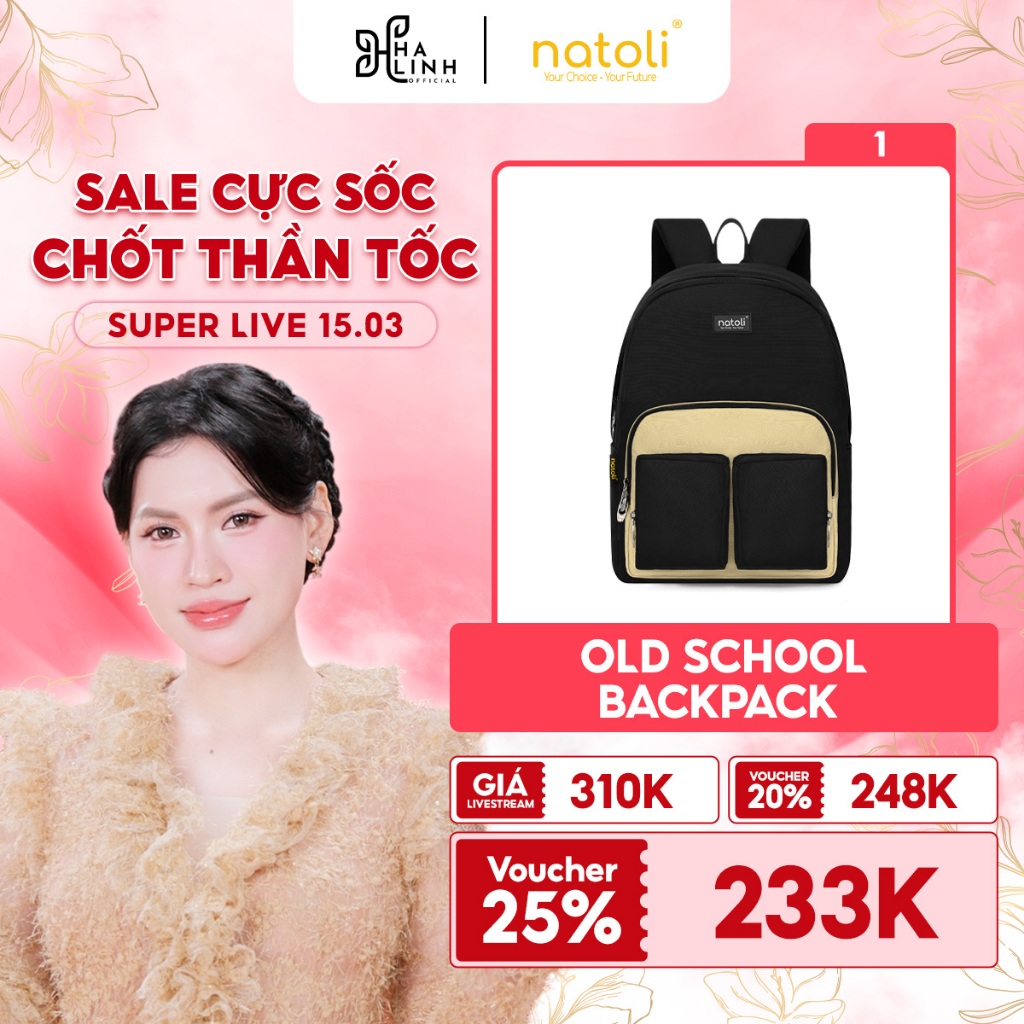 [Võ Hà Linh x NATOLI] Balo thời trang nam nhiều ngăn NATOLI vải canvas balo sinh viên kháng nước Old