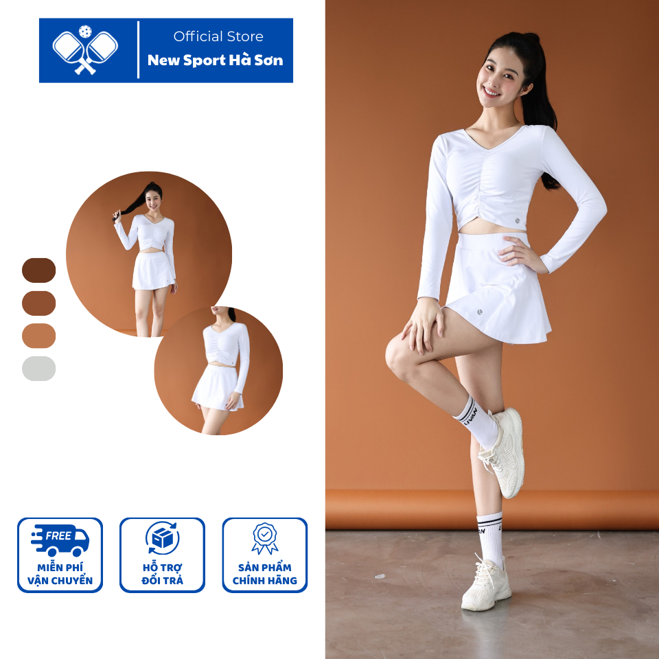 Áo croptop nữ Livan trắng LV25W04F229 tối giản, ôm dáng