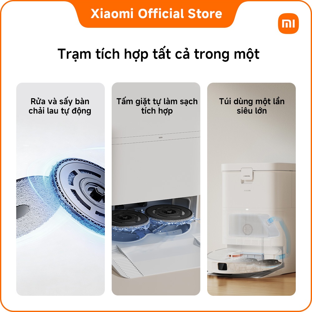 Robot hút bụi Xiaomi H50| Điều khiển thông minh| Lực hút mạnh 10,000 Pa| Lau xoay tốc độ cao | BigBuy360 - bigbuy360.vn