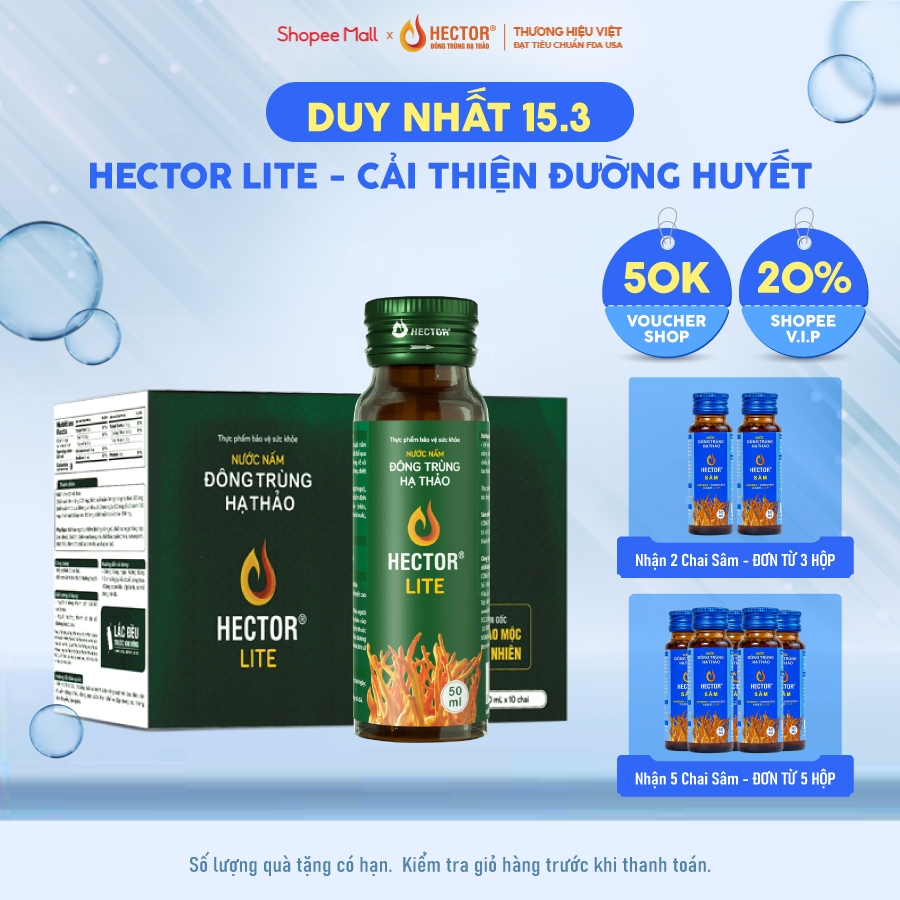 Nước Nấm Đông Trùng Hạ Thảo Hector Lite 1 chai 50ml
