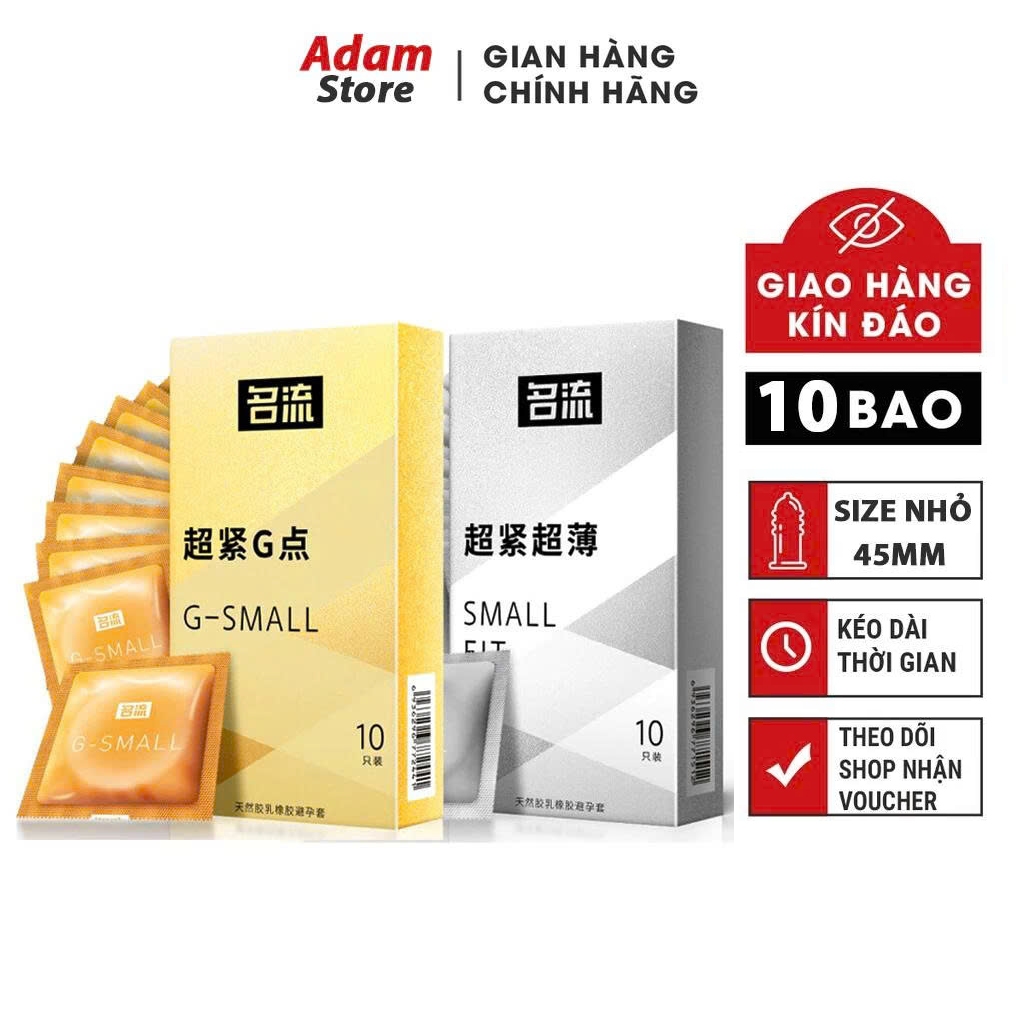 Bao cao su size nhỏ 45mm SMALL XS, bcs gai siêu mỏng chống xuất tinh sớm kéo dài thời gian quan hệ