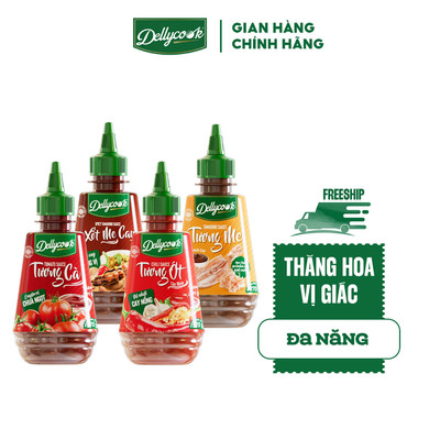 Combo: Tương Ớt  (270g) + Tương Cà (270g) + Tương Me (270g) +  Xốt Me Cay Dellycook (300g)