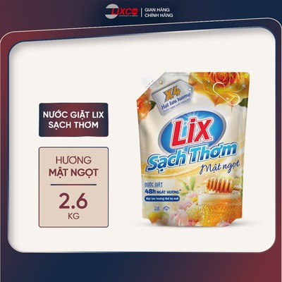 Nước giặt Lix sạch thơm hương mật ngọt TÚI sạch nhanh vết bẩn 00288 và 00289 - Lixco Việt Nam