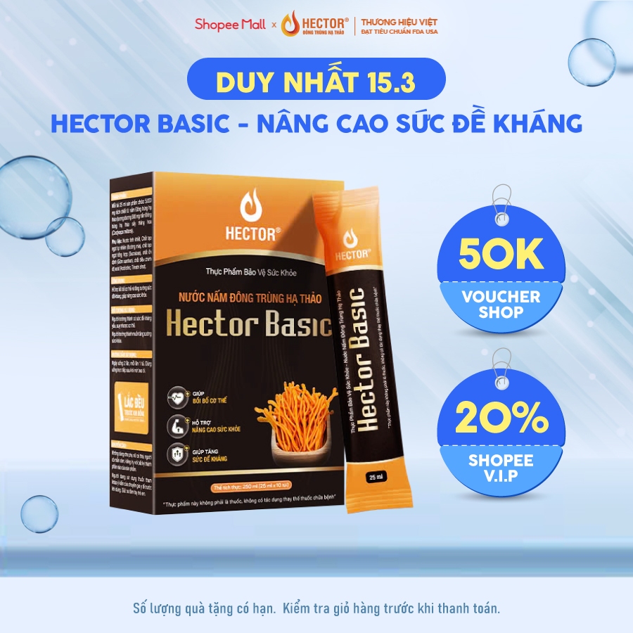Nước nấm Đông trùng hạ thảo Hector Basic (10 túi/ Hộp)