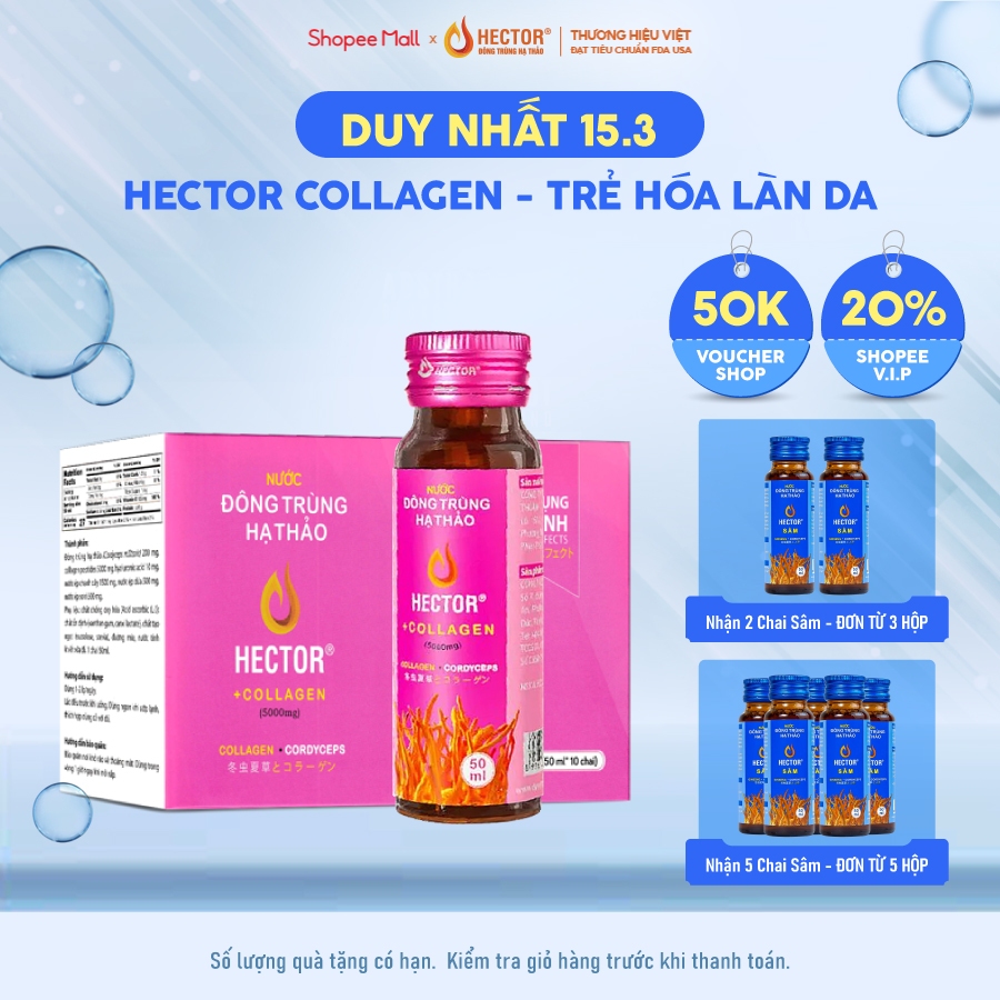 Nước uống collagen đông trùng hạ thảo Hector hộp 10 chai