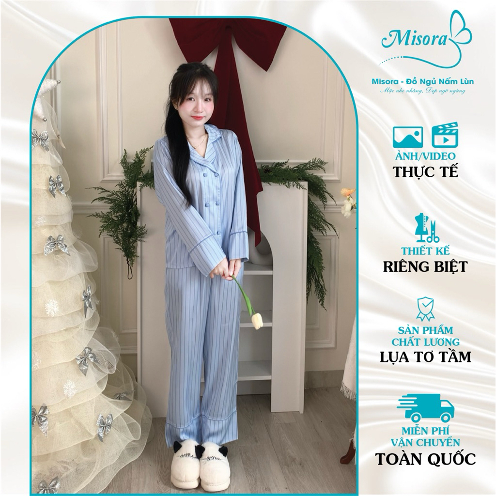 Đồ Ngủ Cho Nấm Lùn – Pijama Lụa Latin Cao Cấp Misora, Set Tay Dài Quần Dài Sang Trọng Cho Nữ Thấp Bé