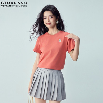 [Online Exclusive] Giordano Áo thun Nữ ngắn tay, thêu hình 5396384