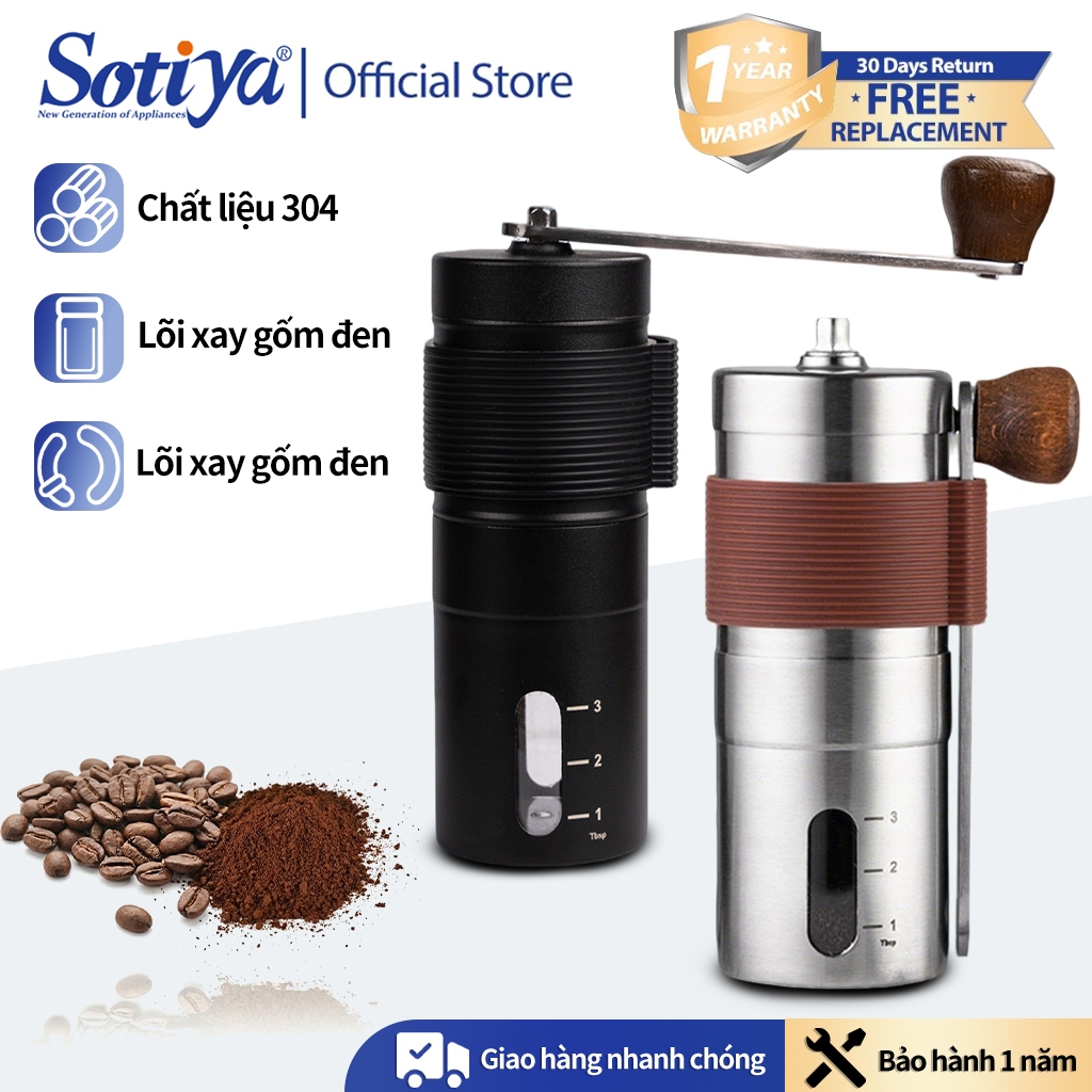 Máy Xay Hạt Cà Phê Cầm Tay Xay Thủ Công 20g Màu Inox - Bảo Hành 1 Năm