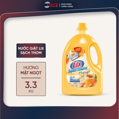 Nước giặt Lix sạch thơm hương mật ngọt CHAI 3.3KG sạch nhanh vết bẩn 00290 - Lixco Việt Nam