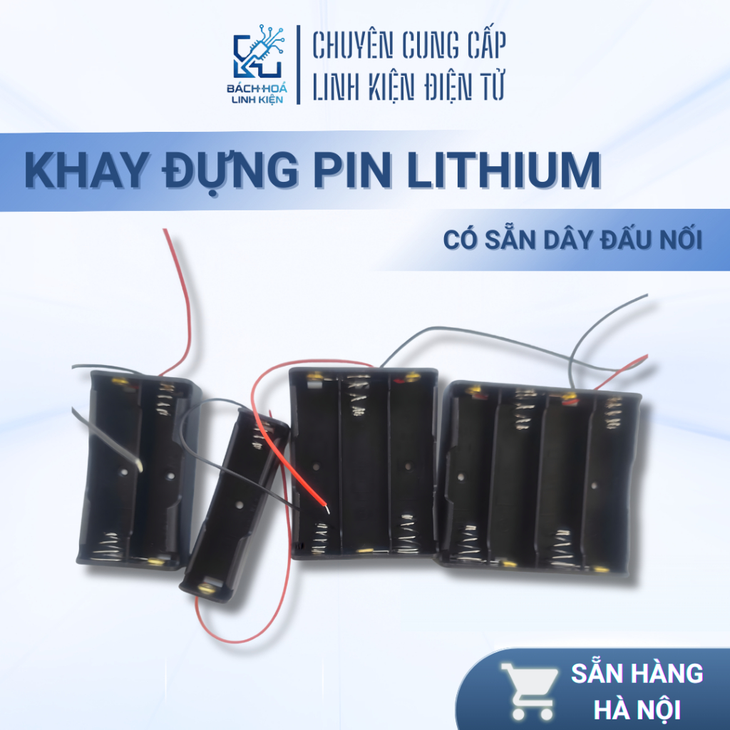 Đế Pin 18650 Loại 1 Cell/ 2 Cell/ 3 Cell/ 4 Cell Khay Đựng Pin Lithium Có Sẵn Dây Đấu Nối