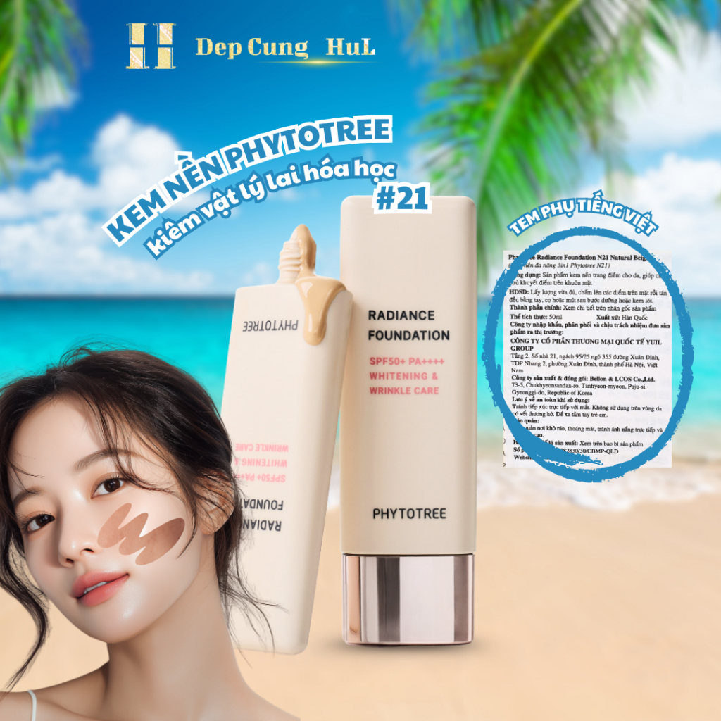 [HÀNG CTY] Kem nền PHYTOTREE RADIANCE FOUNDATION SPF 50 PA ++++ #21 kem nền chống nắng che phủ