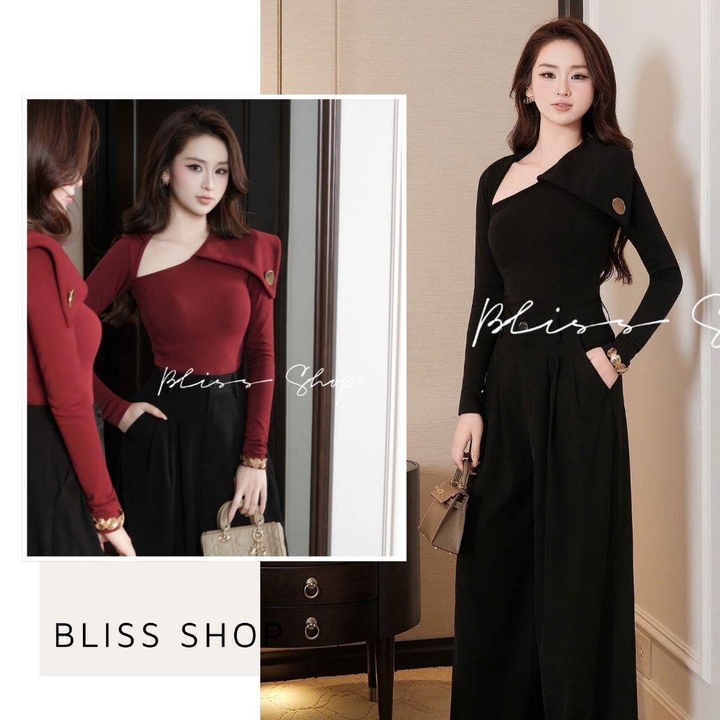 [Thiết Kế Cao Cấp] Áo Freesize Form Cổ Lệch Vai Basic Nhẹ Nhàng Sang Trọng Dễ Phối Đồ Bliss Shop - A