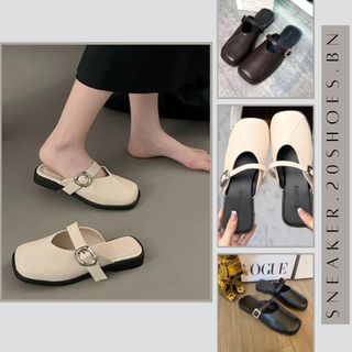 Dép Sục Nữ Bệt, Sục Nữ Mũi Vuông Đính Quai Ngang Khuy Vuông || Mã N09