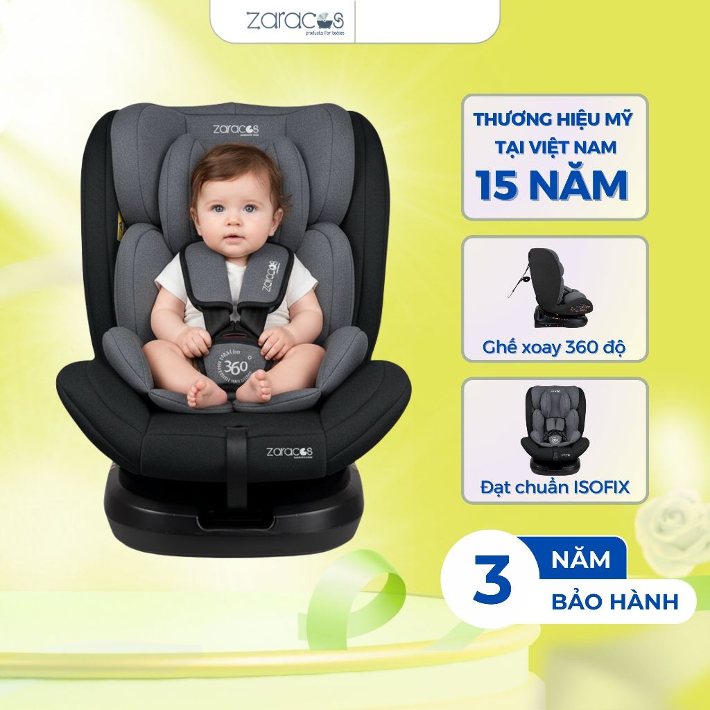 Ghế Ngồi Ôtô Cho Bé ZARACOS Corvin 5406 – Xoay 360° Đạt Chuẩn An Toàn Cao Cấp Bảo Hành 3 Năm