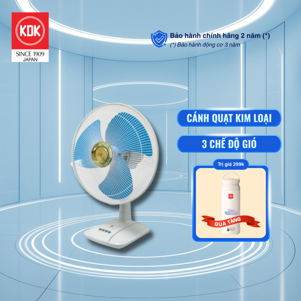 Quạt bàn KDK A40B cánh kim loại, 3 tốc độ gió, 3 cánh 40cm, bảo hành chính hãng 24 tháng