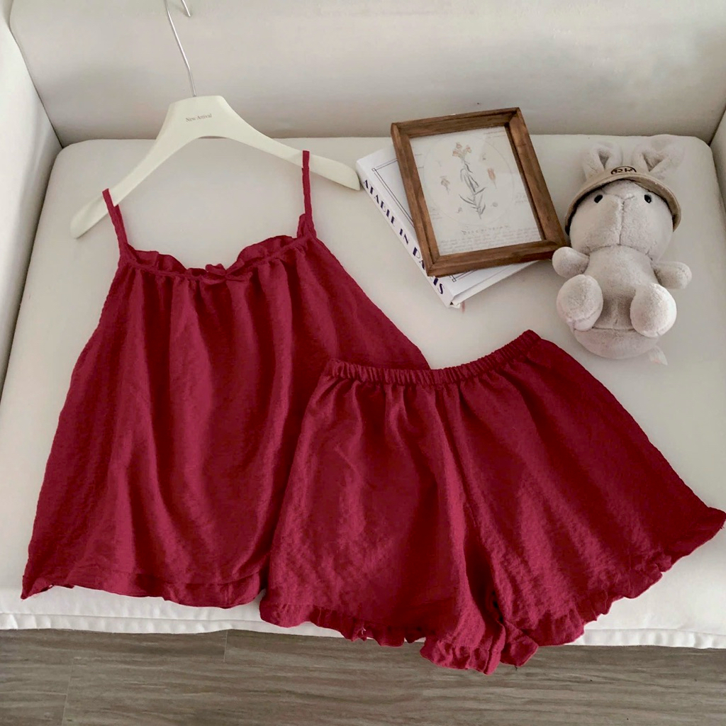 [Có BIGSIZE] Đồ Bộ Ngủ Nữ, Set 2 Dây Quần Đùi Mặc Nhà Chất Đũi Xốp Trơn Mềm Mịn Freesize <58kg | BigBuy360 - bigbuy360.vn