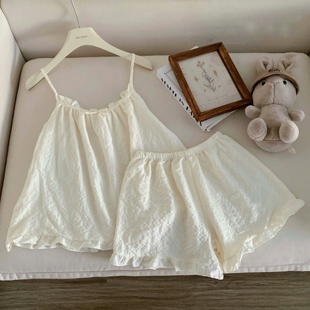 [Có BIGSIZE] Đồ Bộ Ngủ Nữ, Set 2 Dây Quần Đùi Mặc Nhà Chất Đũi Xốp Trơn Mềm Mịn Freesize <58kg | BigBuy360 - bigbuy360.vn