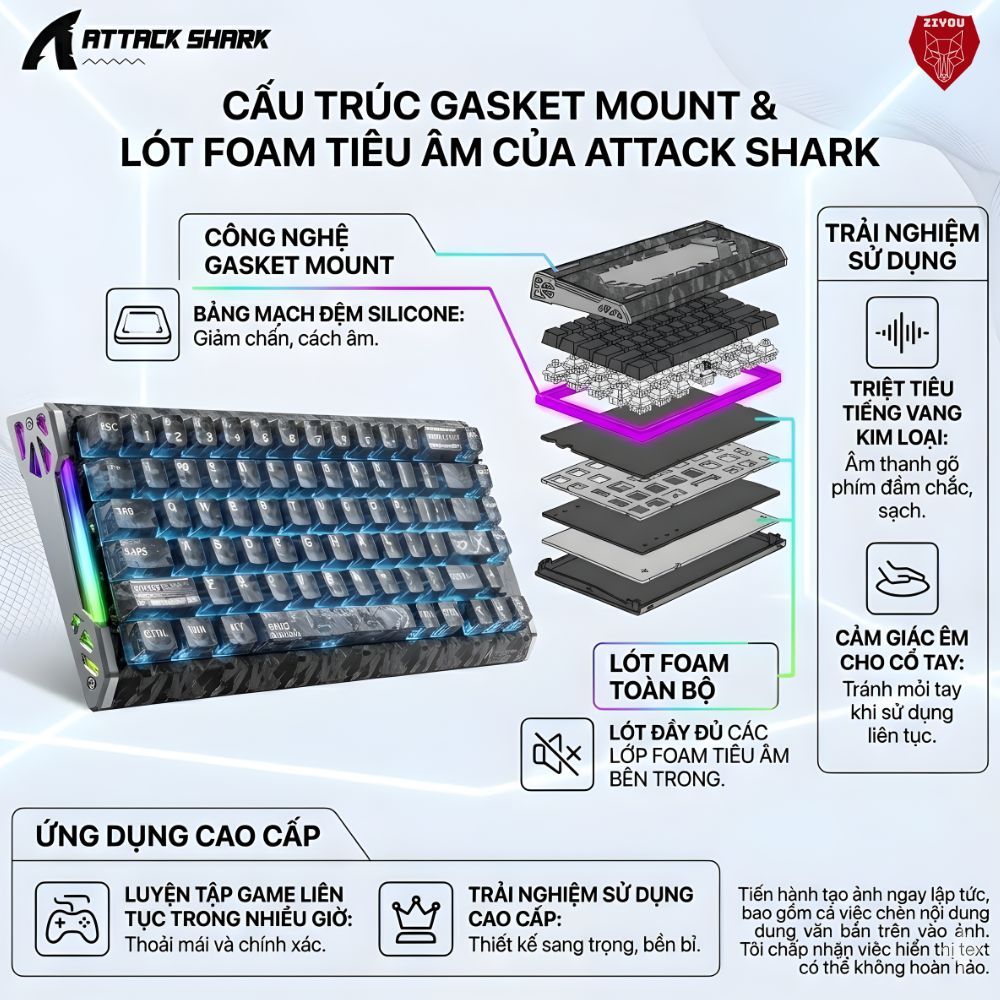 Bàn Phím Gaming Attack Shark R68 HE Công Nghệ Rapid Trigger Polling Rate 8KHz Trục Cơ Magnetic | BigBuy360 - bigbuy360.vn