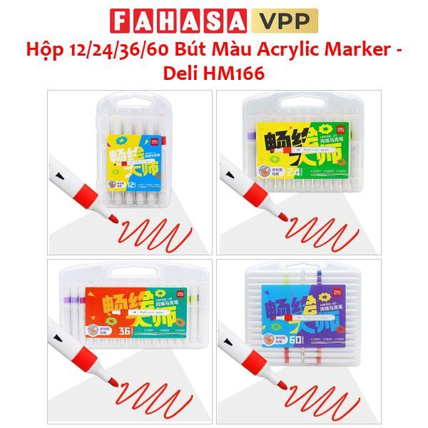 Hộp 12/24/36/60 Bút Màu Acrylic Marker - Deli HM166