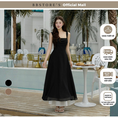 BBSTORE'S Đầm 2 Dây Dạo Phố Voan Dài Tơ Vân Xược Dáng Xòe Tùng Phối Tầng - DAC41A