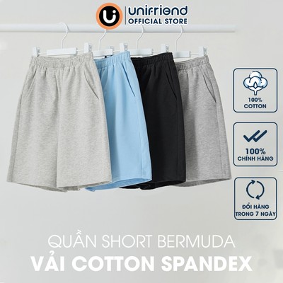 Quần short Bermuda dài qua gối vải cotton da cá mềm, thoải mái bé trai bé gái Unifriend Hàn Quốc U950U, Size 2-12 tuổi