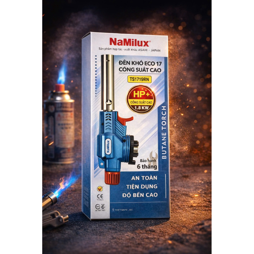 Đèn Khò Gas NaMilux ECO 17 TS1719RN Công Suất Cao 1.8KW - Khò Nấu Ăn, Khò Than, Khò Thực Phẩm