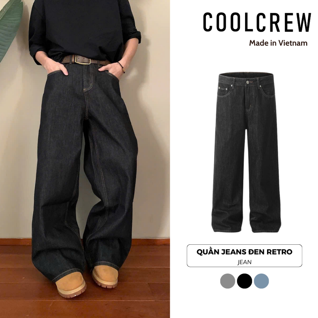 Quần Jeans Retro 𝐂𝐎𝐎𝐋𝐂𝐑𝐄𝐖 Quần Kiểu Dáng Rộng Unisex Nam Nữ