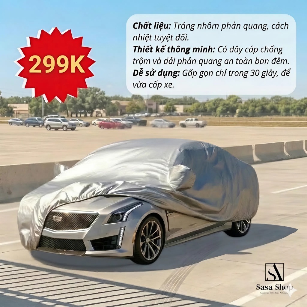 Bạt Phủ Xe Ô Tô Cao Cấp Dù Oxford 3 Lớp Tráng Bạc – Bạt Che Nắng Ô Tô, Phủ Toàn Xe Chống Nóng, Chống Xước, Chống Cháy