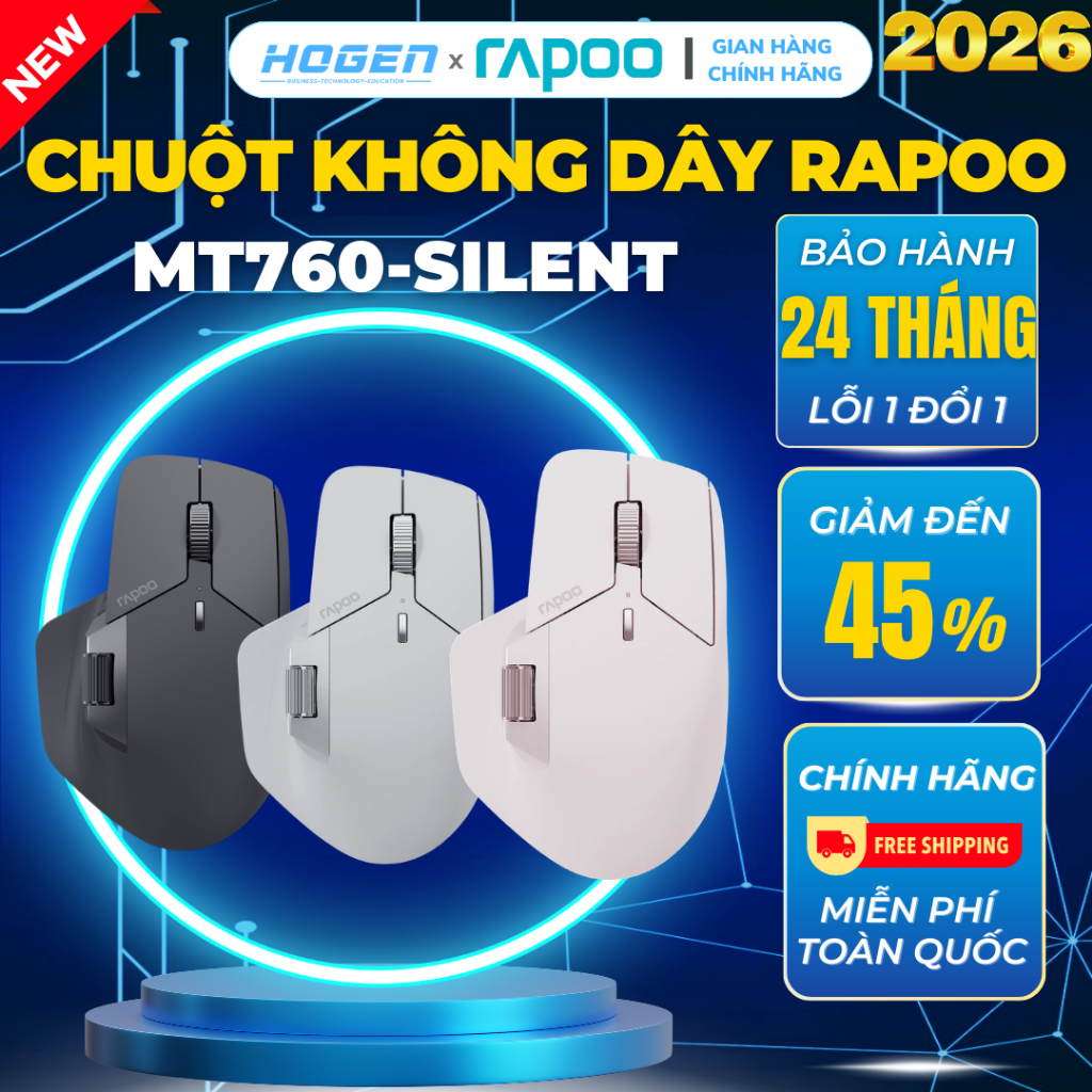 Chuột Không Dây Rapoo MT760M – Đa Thiết Bị, Truyền Màn Hình Chéo,DPI 4000, CHUỘT CÔNG THÁI HỌC