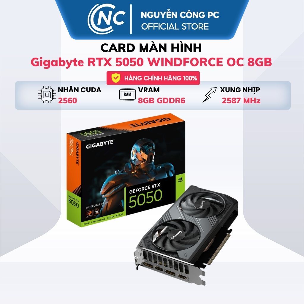 Card Màn Hình Gigabyte RTX 5050 WINDFORCE OC 8GB - BH 36 tháng