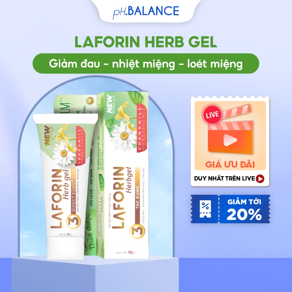 Gel bôi niêm mạc miệng Laforin Herb Gel giảm sưng nướu, tay chân miệng, nhiệt miệng tuýp 10g