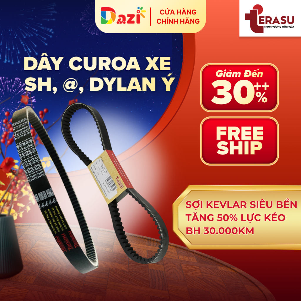 Dây Curoa SH 125/150, Dây Curoa Xe SH Việt @ Dylan Ý Hàng Cao Cấp Chính Hãng Terasu (BH 30.000km)