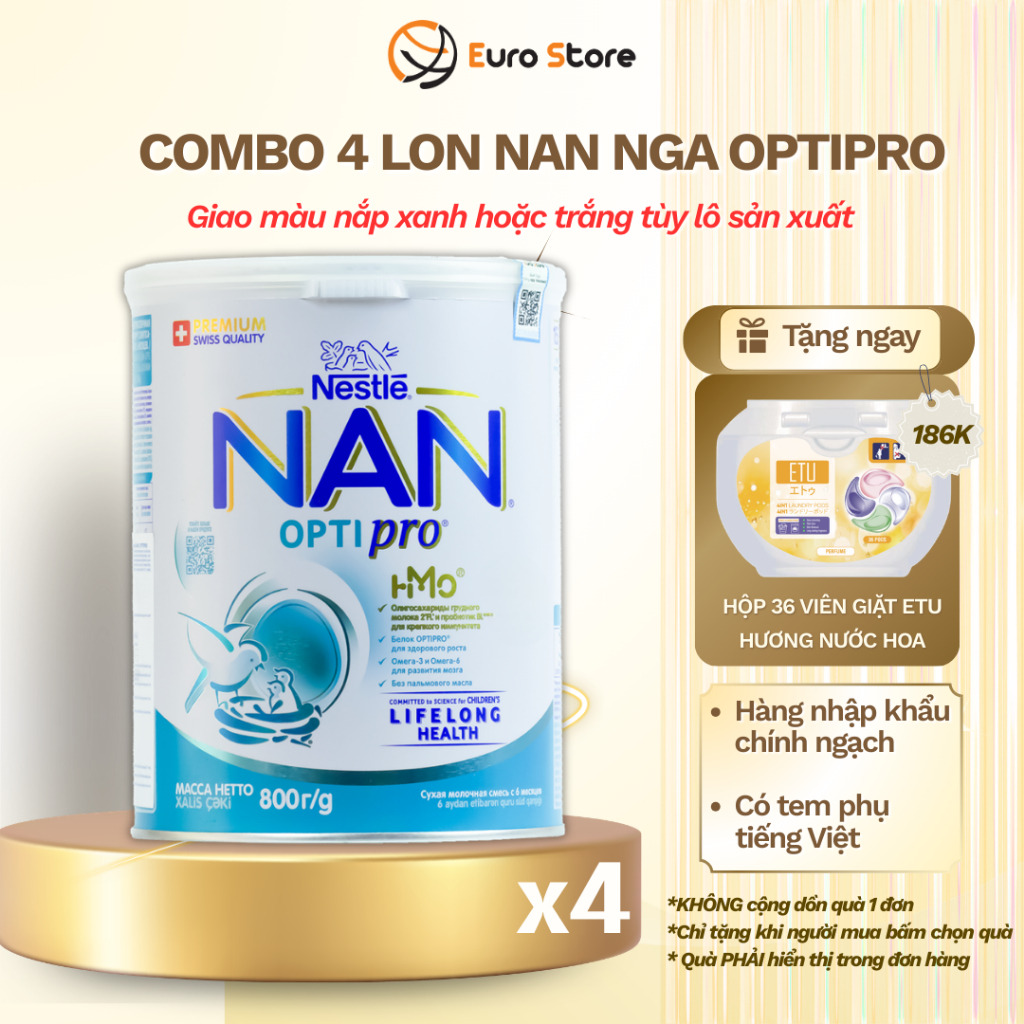 [COMBO 4] Sữa Nan Nga HMO Optipro 4 SỐ Mamako Hộp 800g - Euro Store