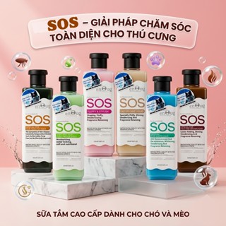 Sữa tắm SOS cho chó mèo , Sữa tắm cho chó enoug SOS diệt ve rận dưỡng mượt lông 530ml cho thú cưng
