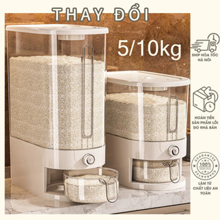 Thùng gạo thông minh 5kg/10kg - nhấn nút tự động lấy gạo, chống ẩm mốc & côn trùng, chất liệu abs cao cấp
