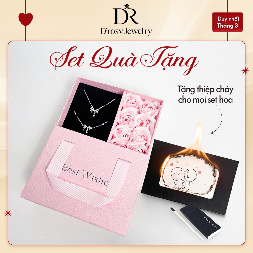 Lắc tay bạc nữ S925 D’ROSY kiểu dáng nơ treo hạt đá lấp lánh, sang trọng D'ROSY JEWELRY LT35