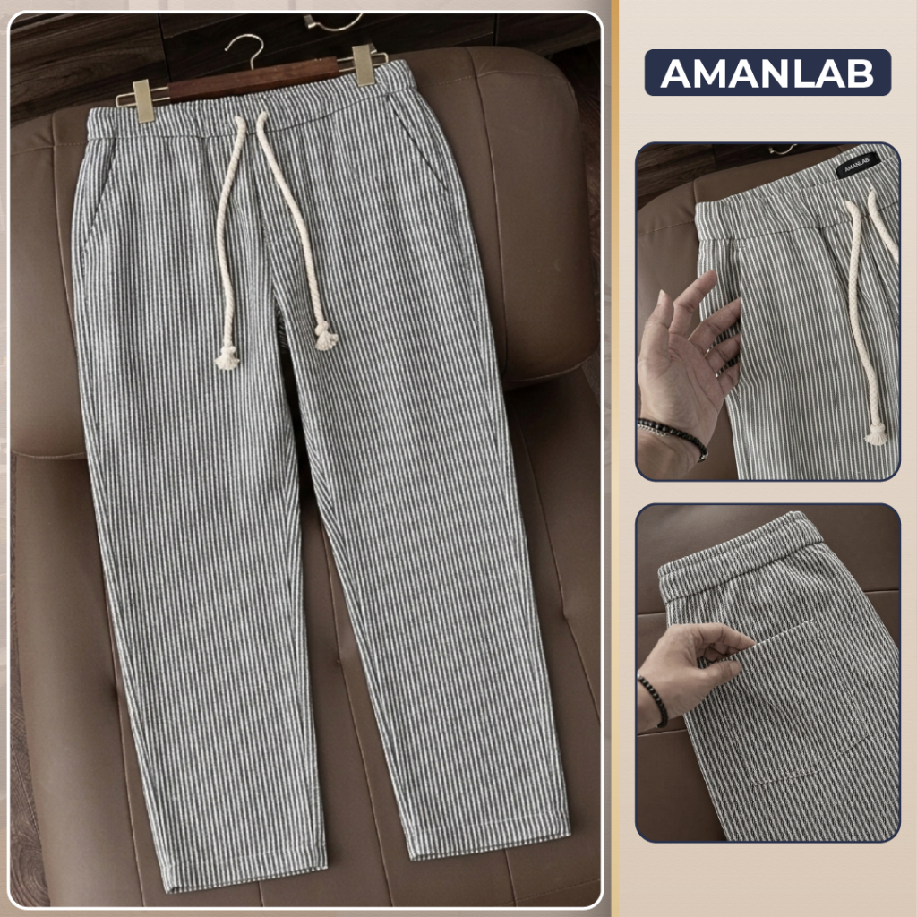Quần Kaki Dài Ống Rộng Thiết Kế Sọc Màu Phối Dây Thừng Xoắn Chất Vải Dày Dặn YORK PANTS AMANLAB