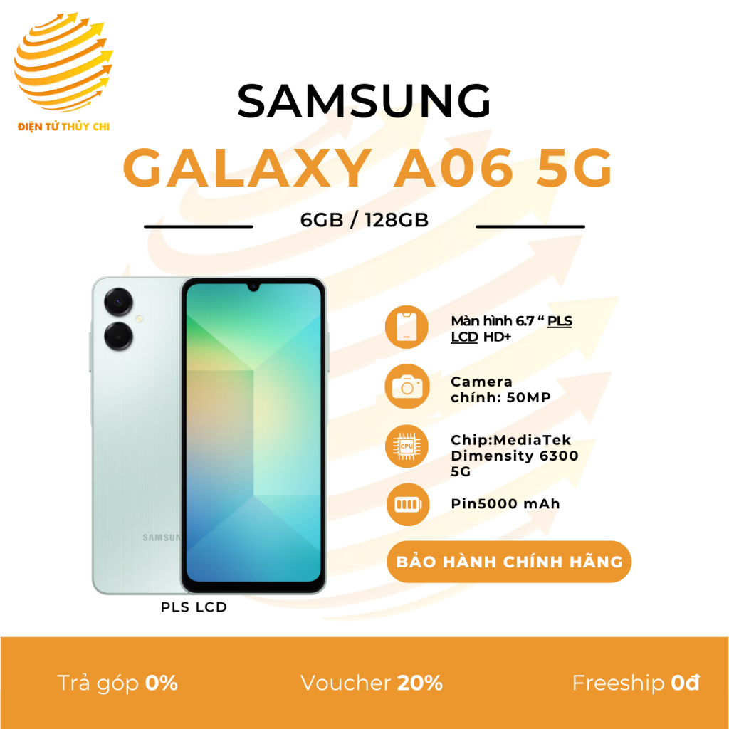 Điện thoại [K.Hoat T12/2025] Samsung Galaxy A06 5G 6GB/128GB - Hàng Chính Hãng