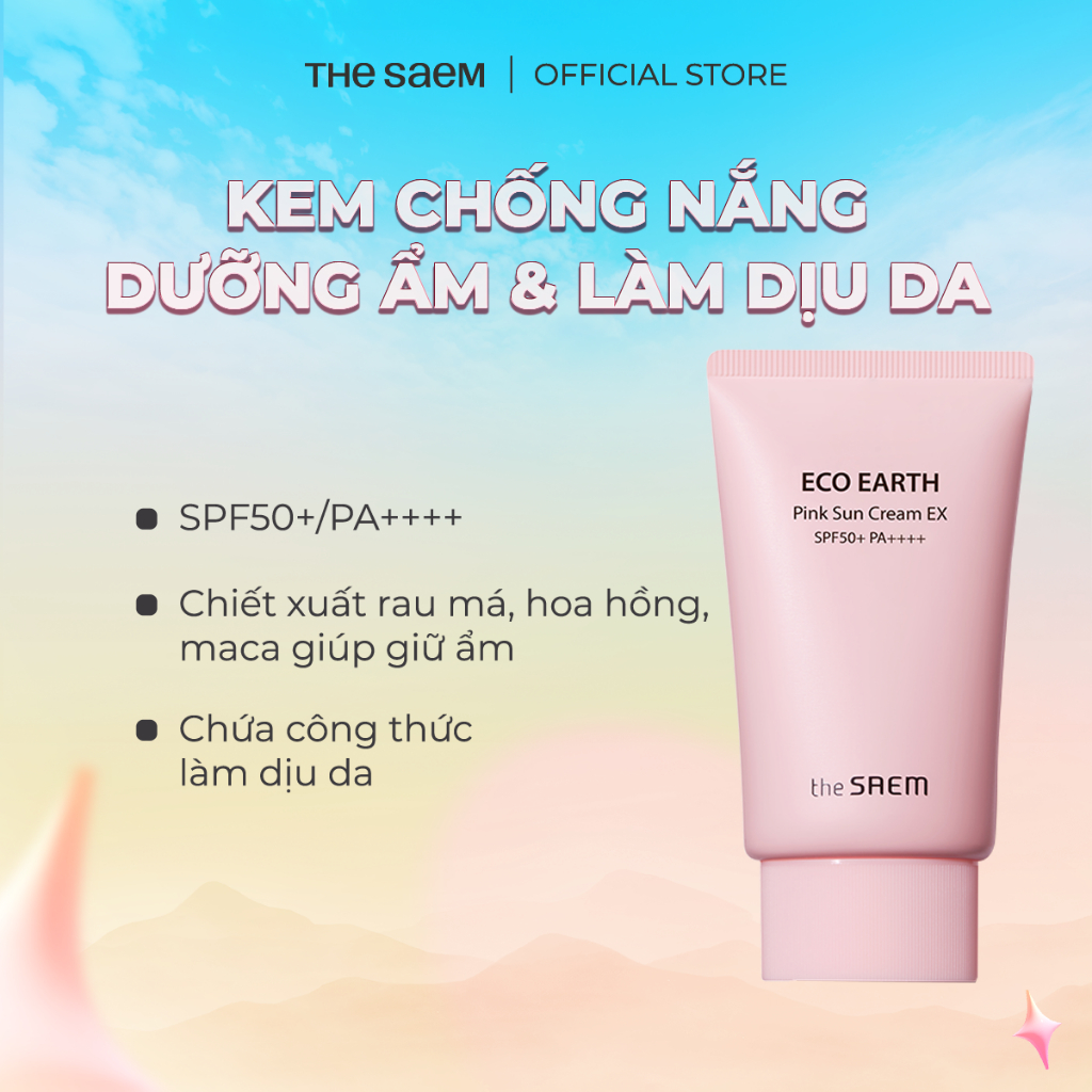 [AFF - Date 03/2027] Kem Chống Nắng Vật Lý Lai Hóa Học THE SAEM Pink Sun Cream EX SPF50+/PA++++ 50G
