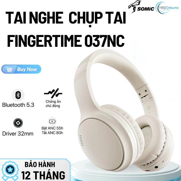 Tai Nghe Bluetooth Chụp Tai 037NC Chống Ồn ANC – Âm Thanh HiFi, Bluetooth 5.3 Pin 50 Giờ, Sạc Type-C
