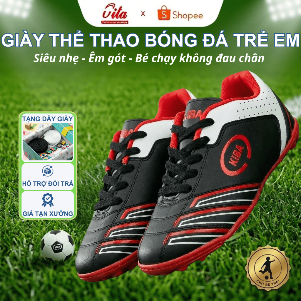 [XẢ KHO] Giày bóng đá, giày đá banh đế đinh sân cỏ nhân tạo giá rẻ KIBA khâu full đế, bám sân DBL