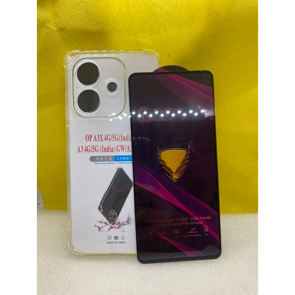 Combo kính cường lực - ốp lưng trong chống sốc oppo A3x