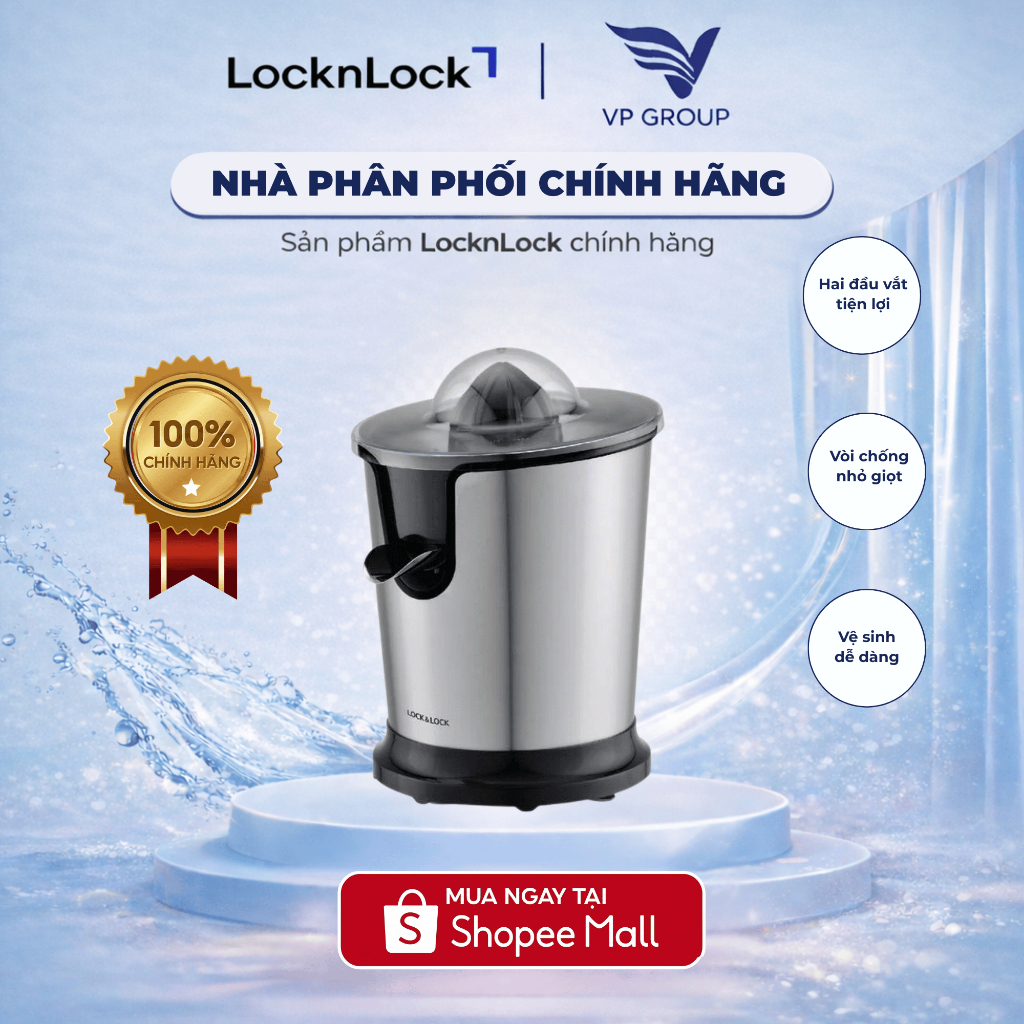 Máy vắt cam bằng thép không gỉ LocknLock chính hãng 85W - Màu đen - EJJ226BLK