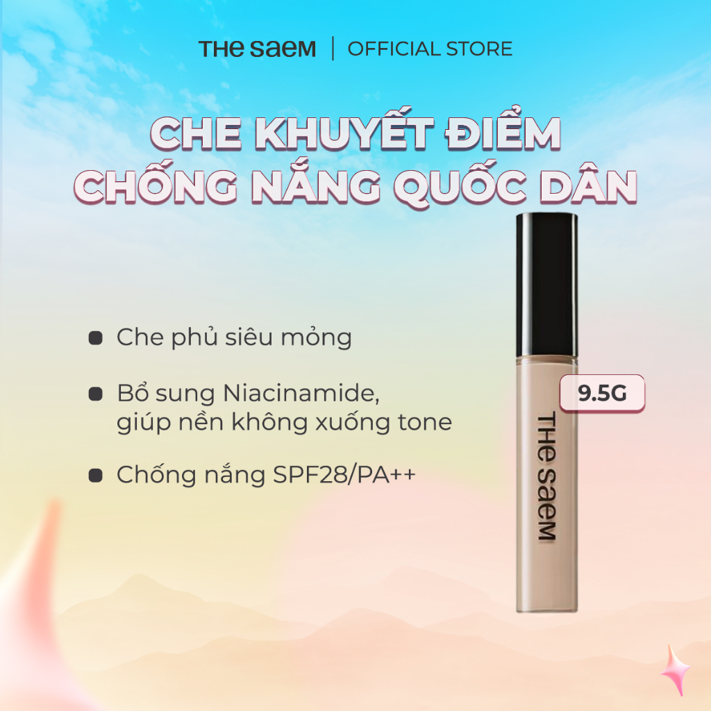 [KOL/KOC] Che khuyết điểm chống nắng che phủ cao THE SAEM Cover Perfection Tip Concealer (9,5g)