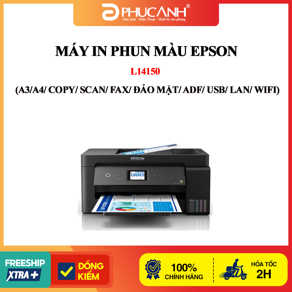 Máy in phun màu Epson L14150 (A3/A4/ Copy/ Scan/ Fax/ Đảo mặt/ ADF/ USB/ LAN/ WIFI)